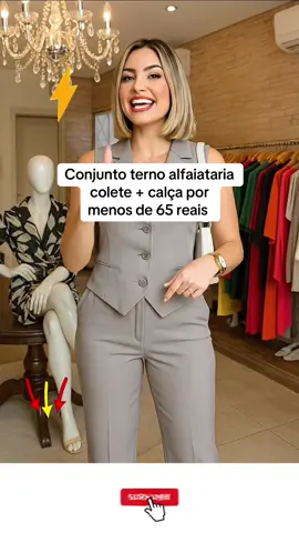 Terno casual colete + calça alfaiataria #conjuntoalfaiataria  #modafeminina  #promocaotiktok #tiktokshopblackfridaybr #tiktokshop1111br 