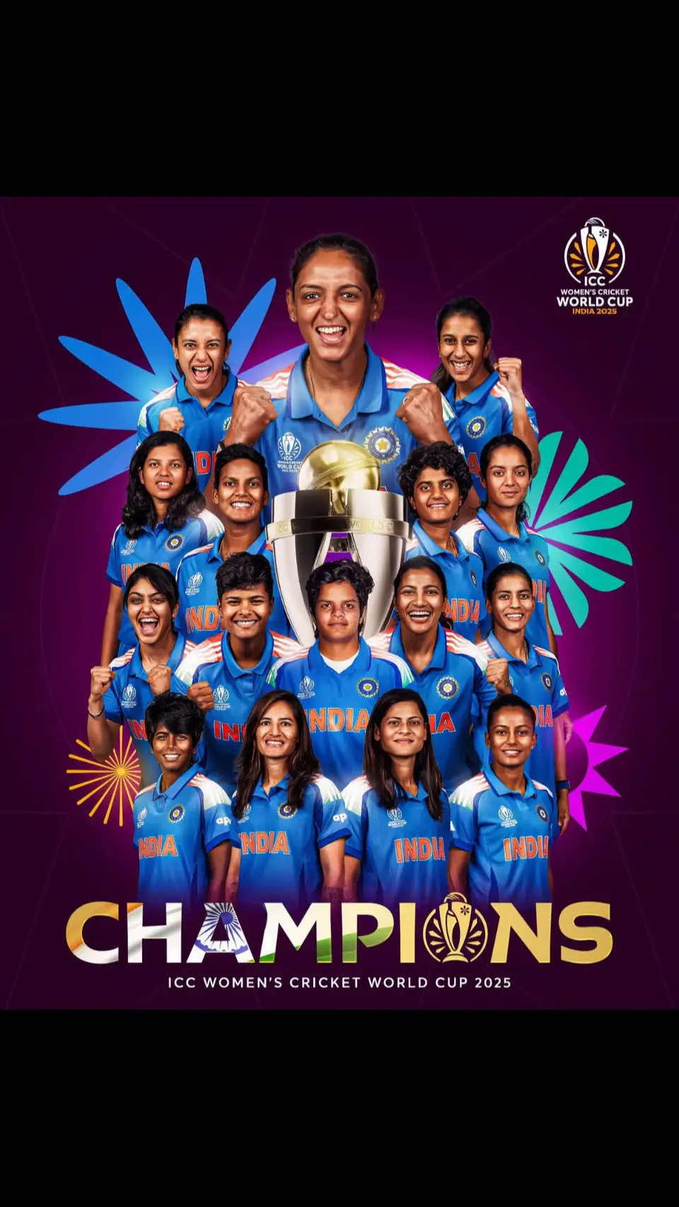 𝐂𝐇𝐀𝐌𝐏𝐈𝐎𝐍𝐒 𝐎𝐅 𝐓𝐇𝐄 𝐖𝐎𝐑𝐋𝐃 🇮🇳🏆 India clinch their maiden Women’s ICC Cricket World Cup title at #CWC25 🤩