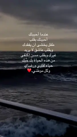 عندما أحببتكأحببتك بقلب طفل يخشى أن يفقدك وبقلب عاشق لا يريد غيرك.#حب #اكسبلورexplore #اكسبلور #fyp #foryou 