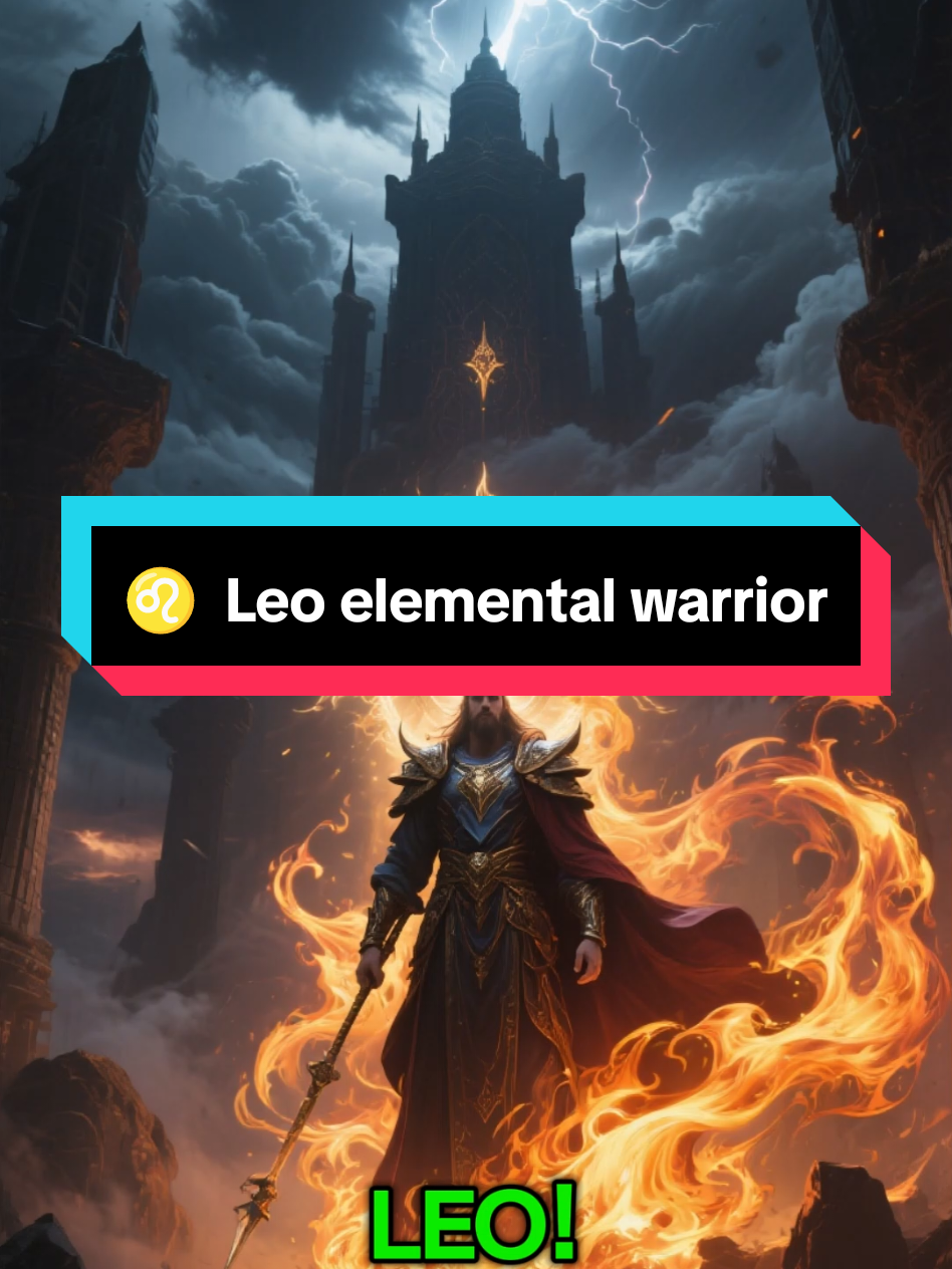 Leo elemental warrior — Power activated. Move straight ahead. Like & save. Share with your crew. #Leo #ElementalWarrior #Zodiac #Astrology #CosmicEnergy