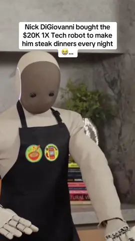 Nick DiGiovanni bought the $20K 1X Tech robot to make him steak dinners every night 😭… #nickdigiovanni #1xtech #neo 