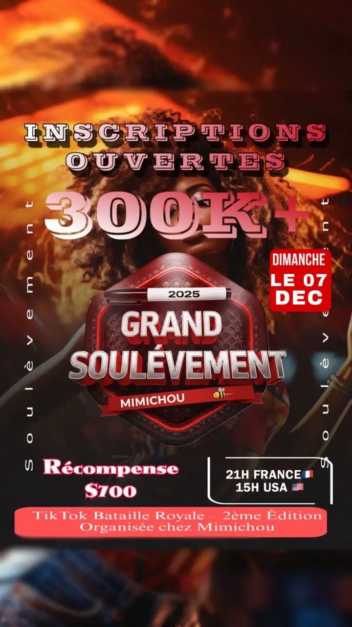 Familles le grand soulèvement de la fin d’année à ne pas rater on vous invites les inscriptions sont ouvertes merci bien de partager l’affiche 🙏