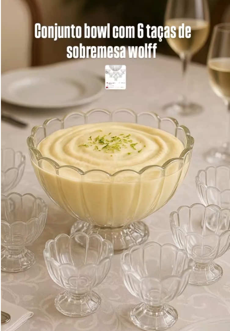 🚨Quer o link? Comente “QUERO” que vou te enviar 🔗 Link da coleção na Bio  Jogo 7 Peças Wolff Sobremesa 6 Bowls 125ml e 1,1L - Transparente Luxo Geneva  #sobremesa #bowl #mesaposta #luxo #vidro 