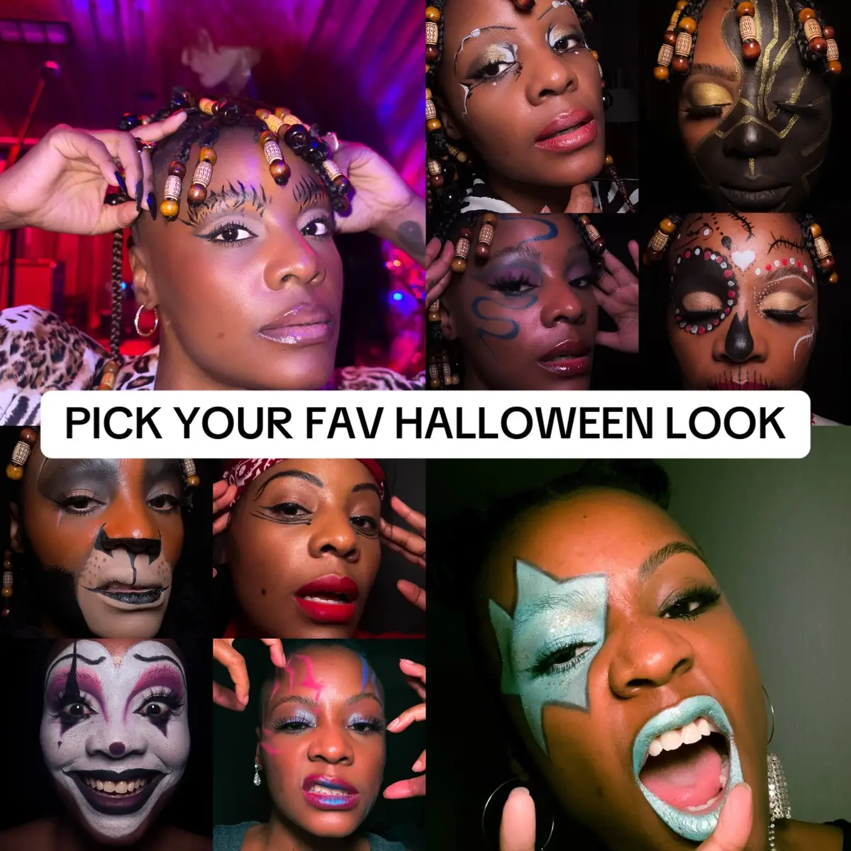 1. Feline Kitty  2. Shuri- Wakanda Forever  3. Rumi - K-pop Demon Hunters  4. Scar- Lion King  5. @Doja Cat  6. Mischievous Clown  7. @ladygaga  8. Catrina Makeup - Day of the Dead  9. @Kesha  10. @ashnikko  #halloweenmakeup #makeupart #blackmakeupartist #cosplaymakeup #halloweenseries  