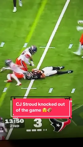 CJ Stroud injured as he slid to the ground and got hit, his head went into the turf and he was knocked out of the game in Texans vs Broncos #nfl #cjstroud #texans #broncos #houstontexans 