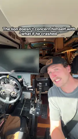 “What if you crash?” 🗿🦁 #vanlife #simracing #vanbuild #vanlifegaming #simrig 