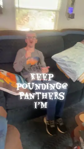 Lil Raymond says keep pounding panthers! #adultswithautism #bilateralcleftlipandpalate #opitzgbbbsyndrome #specialneeds #carolinapanthers 
