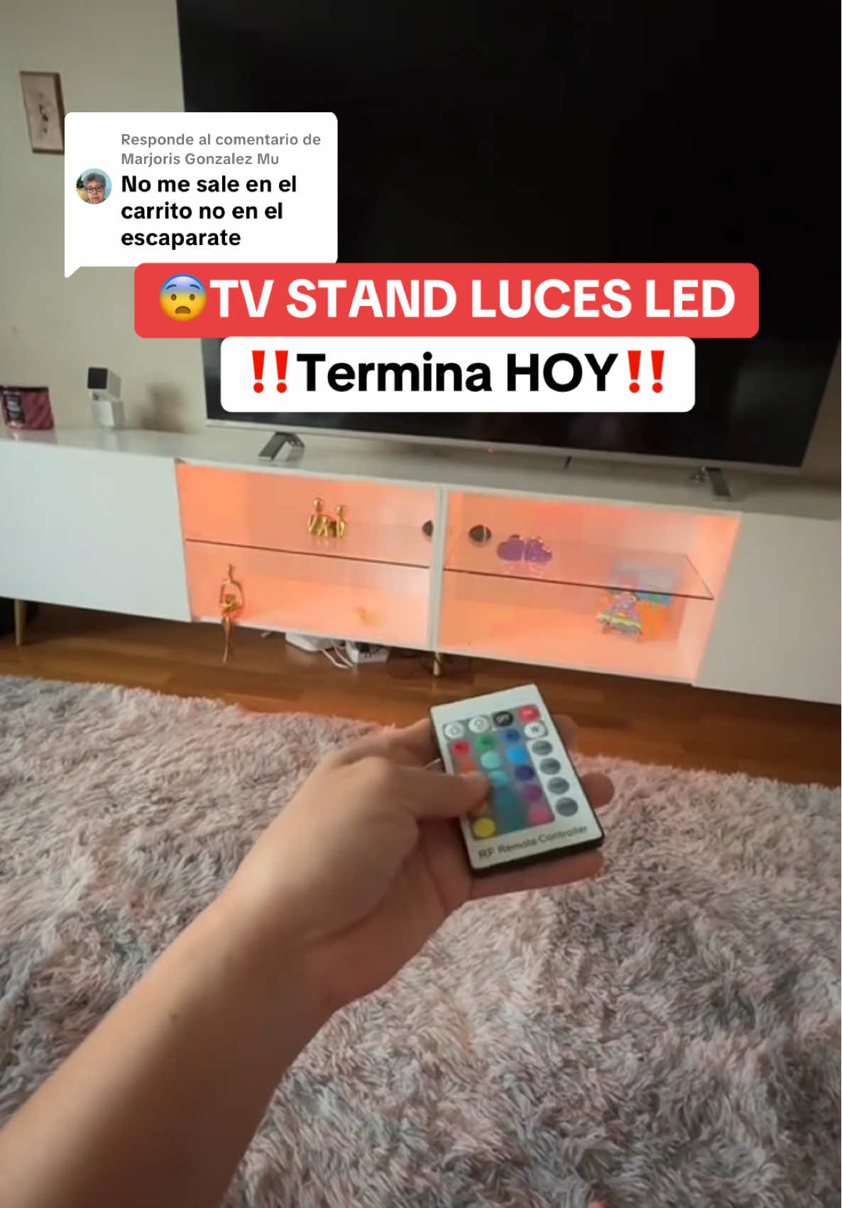 Respuesta a @Marjoris Gonzalez Mu TV stand con luces LED para TV desde 75 hasta 85