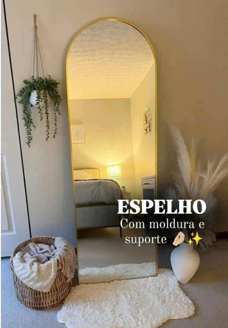Espelho Base Reta Corpo Inteiro 170x70 Com Suporte de Chão Moldura Alumínio Quarto Sala Decorativo ##casa##espelho##decoracaoLink comentários 🔗