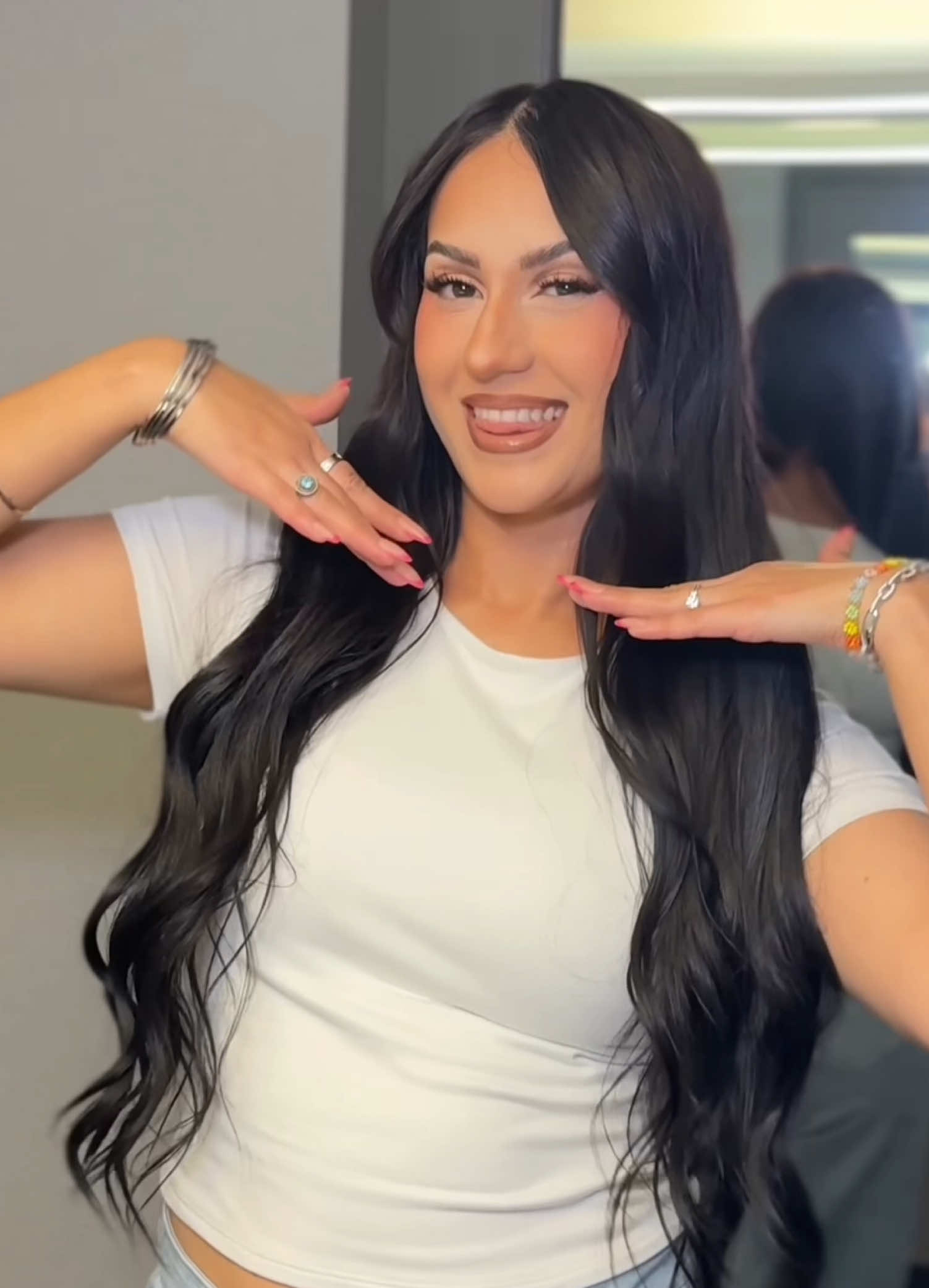 GRWM FOR A BABYSHOWER 👶🏼🍼🧸💫💙 HERE IS ALL THE PRODUCTS I USED ✨ @Glow Recipe  PLUMP PLUM HYALURONIC ACID  WATERMELON GLOW DEW DROPS @Embryolisse USA FACE MOISTURIZER  @e.l.f. Cosmetics POWER GRIP PRIMER @Huda Beauty  EASY BLUR FOUNDATION  FAUX FILTER CONCEALER  EASY BAKE LOOSE POWDER  FAUX FILLER GLOSS @Patrick Ta Beauty  BLUSH DUO  @L.A. Girl Cosmetics  PRO CONCEALER @Charlotte Tilbury AIRBRUSH FLAWLESS FINISH POWDER @Benefit Cosmetics HOOLA BRONZER @DALBA WHITE TRUFFLE SERUM SPRAY @ONE SIZE BEAUTY TIL DAWN SETTING PSPRAY  @maccosmetics LIP LINER  LIPSTICK                                                      #hudabeauty #easybake #hudabeauties 