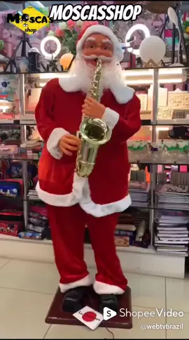 www.moscasshop.com.br Papai Noel Canta e Dança Musical com Saxofone, 160cm Bivolt. #PapaiNoel #natalino #natal #musical #moscasshop 