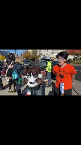Protesters at the con (@🌀 emma 🦋) Credit: @Adamn WhoDeyWant  #kumoricon #percyjackson #furry #fyp #foryou 