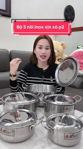 Combo 5 nồi inox cao cấp sáng bóng tiện dụng #xuhuong #hangmen96 #bonoiinox #bonoiinoxcaocap 