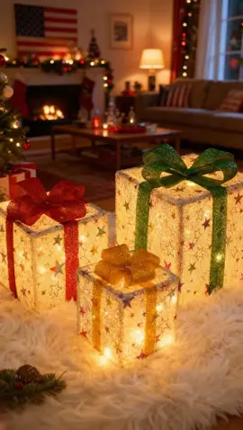 Decorações De Caixa De Presente Com Iluminação De Natal.                       Link no comentário.          #natal 