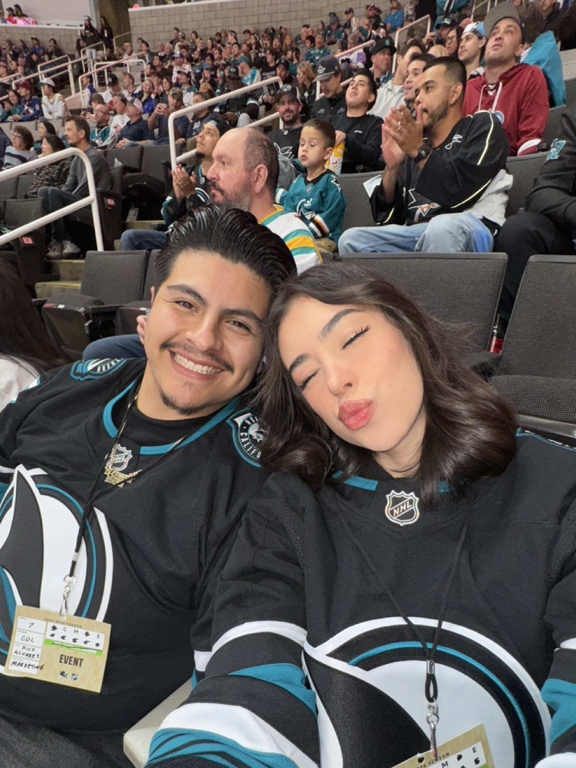 our first hockey game w/ @San Jose Sharks ! 