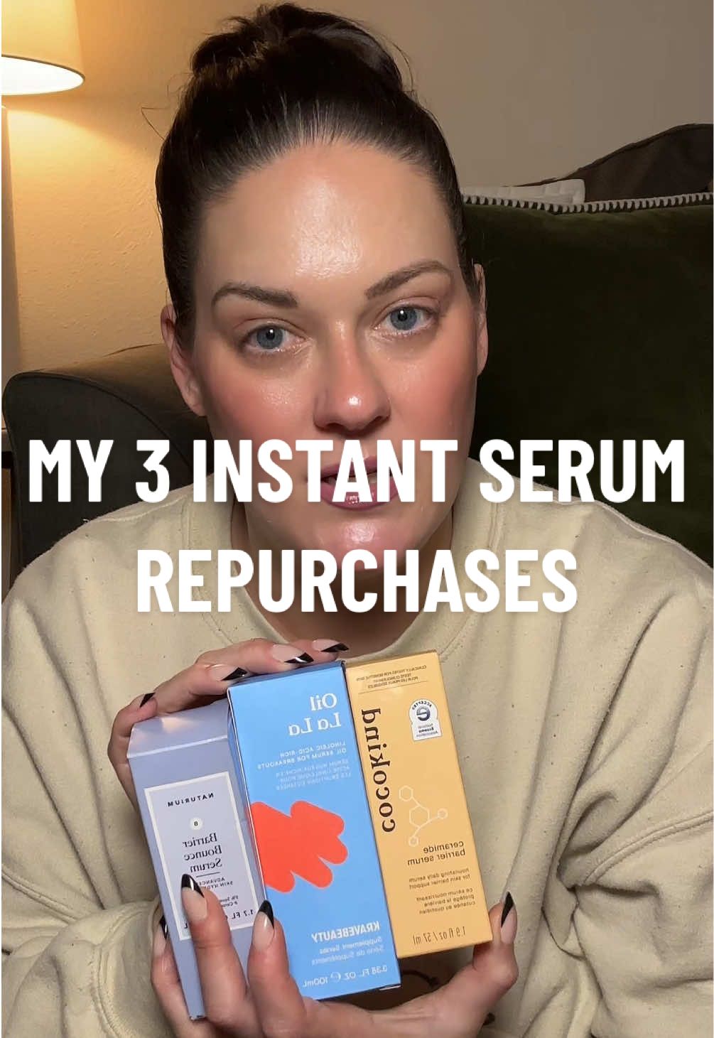 Shoutout to @TheEllaEdit | Beauty Curator for this brain teaser! There’s just so many good ones out there! But ultimately, at this moment, I would immediately repurchase these 3 serums: 1: @Naturium Barrier Bounce Serum 2: @cocokind ceramide barrier serum 3: @KraveBeauty Oil La La serum  What would yours be?!?!?  #beauty #skincare #serum #holygrail #obsessed 