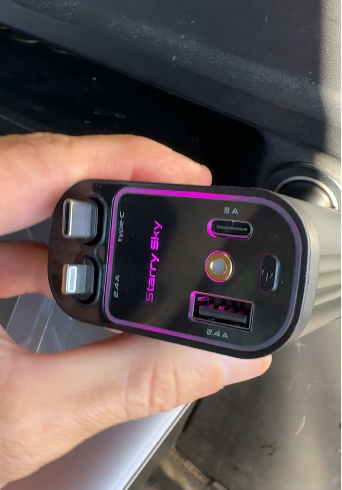 Car Charger with Starlight, 4 in 1 Retractable 66W USB C Car Charger with 2 USB Ports, Fast Car Charger Compatible with iPhone 17 and Android