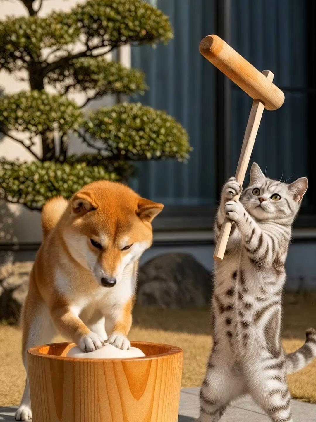 餅つき #餅つき #かわいい #柴犬 #猫