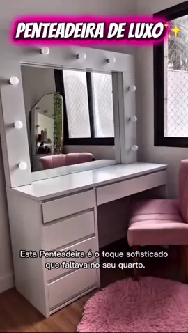 Penteadeira Camarim  100% MDF 184 X 136cm Anne Off White#penteadeira #penteadeiracamarin #PenteadeiraMDF 