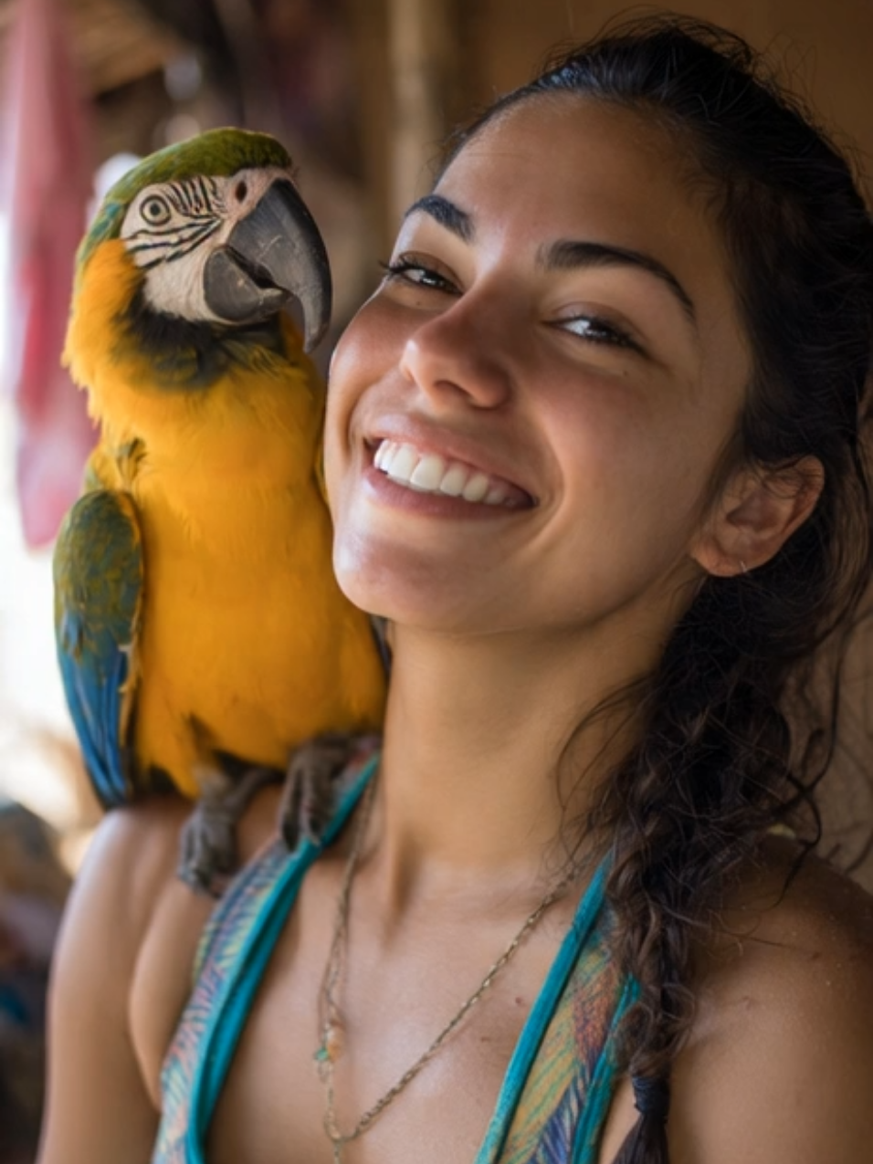 Ela brinca com uma arara que está pousada em seu ombro Ela brinca com uma arara que está pousada em seu ombro. Entre risos e cores, o campo se transforma em céu — e o amor vira canto de liberdade. 💛 Curta se você também sente a alma voar com os pássaros 💬 Comente com um 🕊️ se acredita na amizade entre humanos e animais 📌 Siga para mais momentos de ternura e conexão natural 💰 Doações via PayPal — veganistao@gmail.com 🌸 Contato: http://t.me/gatasdaroca Visual criado com IA — obra artística 💫 #ruralsouls #gatasdaroca #vidanocampo #amonatureza #belezanatural 