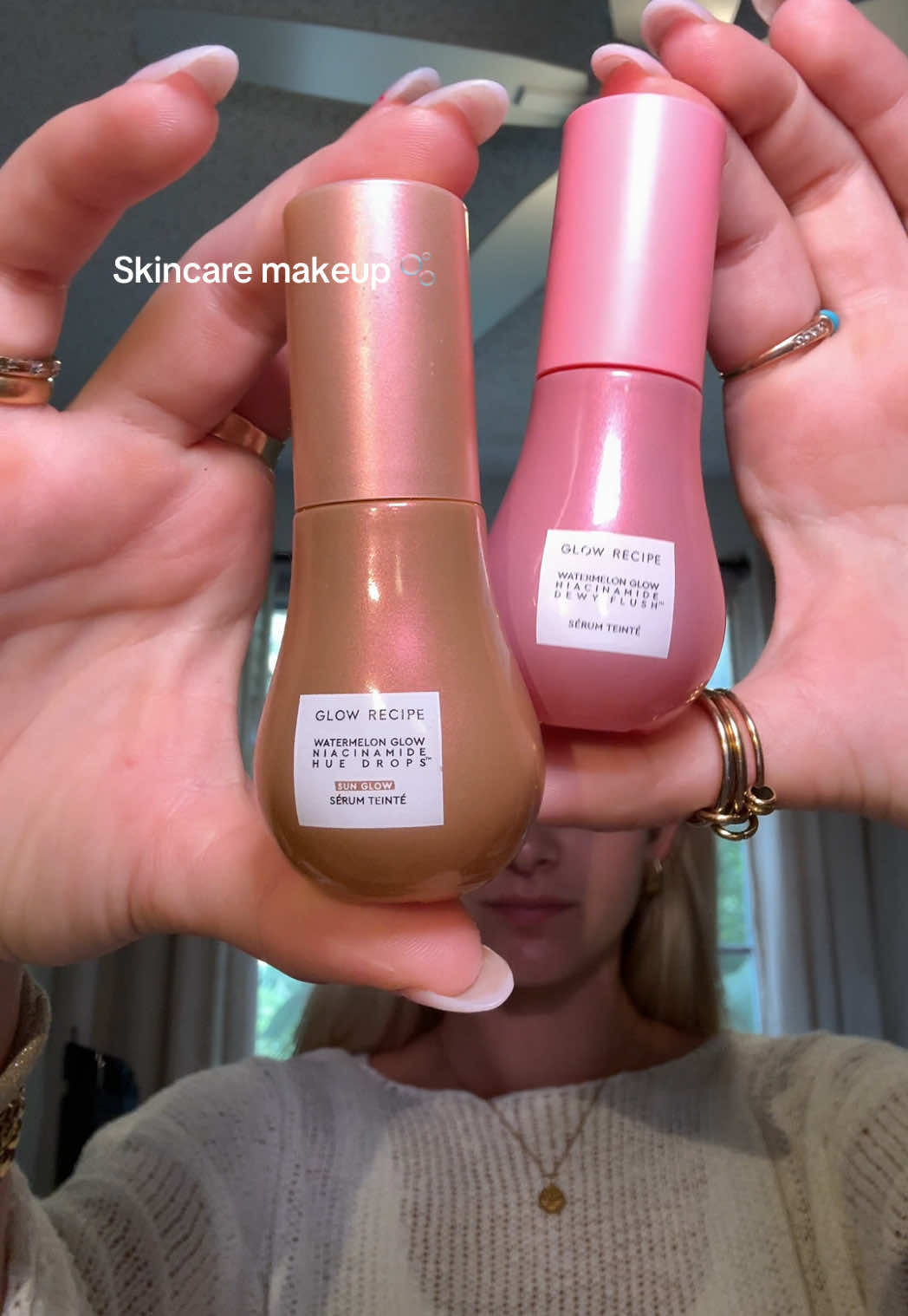 So can I technically say I’m not wearing makeup if it’s just a serum 🤔🤔 @Glow Recipe #glowrecipewatermelonglow #glowrecipedewdrops #skincareroutine #skincaremakeup #blush 