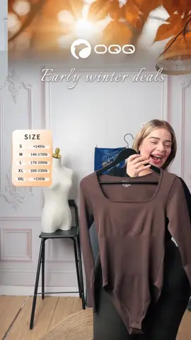 OQQ Womens 2 Piece Bodysuits Long Sleeve Square Neck Stretch Fitted Bodysuits Basic