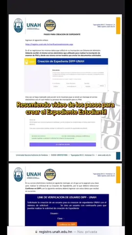 Pasos para crear expediente en línea después de pasar el Examen de Admisión PHUMA de la UNAH 🇭🇳👌 #examen #admision #phuma #unah #expediente