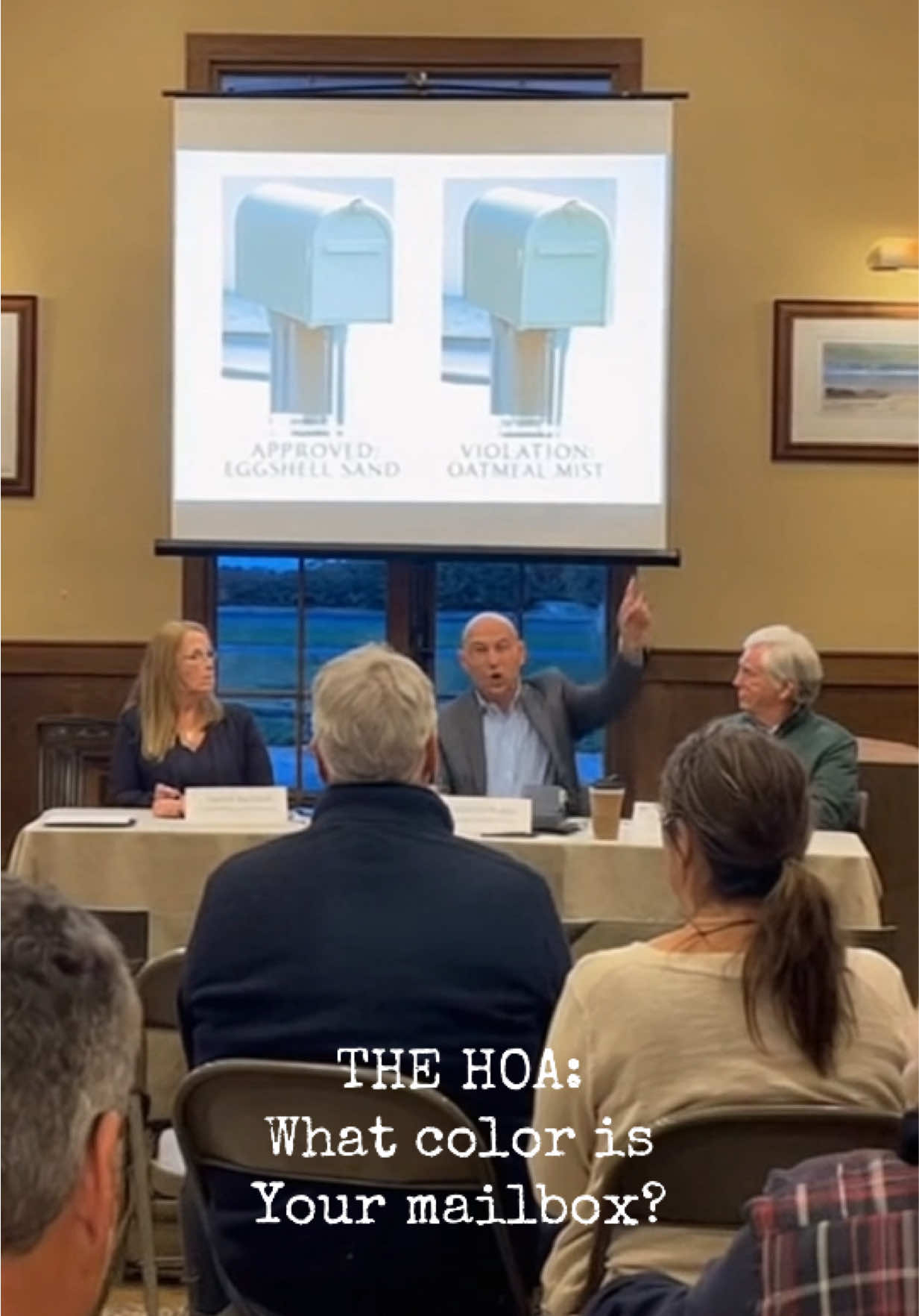 HOA meeting got heated over the wrong shade of beige. Eggshell Sand vs Oatmeal Mist. The battle continues. #HOA #SuburbanDrama #NeighborhoodWatch #homeownersassociation #satire