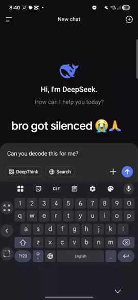 bro got silenced 😭🙏 #deepseek #fyp #ai #chatbot #taiwan 