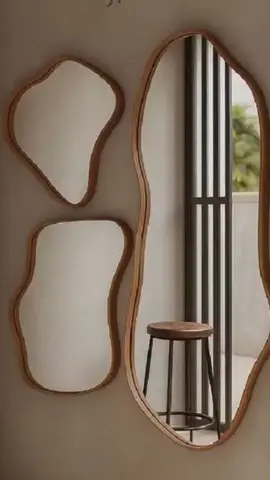 Trio Espelhos Slim Cinamomo Orgânicos Assimétricos Moldura Amadeirada Sala Quarto Clínica Escritório  Confira esse produto na Shoppe vou deixar o ID  nos comentários 