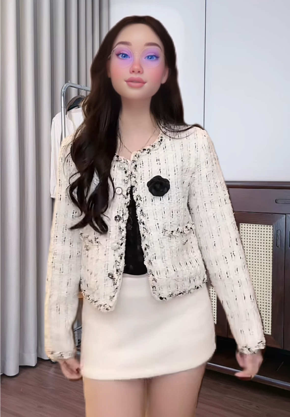 (QCCC) Áo khoác TWEED nữ dáng ngắn viền tua rua hoa nổi#aoxinh #aokhoacda #aokhoacnu #meianhtran10 #xuhuongtiktok 