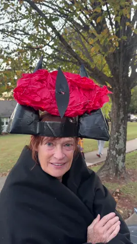 Grandma decided to join trick or treating an hour before we left so I brainstormed and created a costume from scraps in 10 mins #lordoftherings #familycostume so she’s the eye of Sauron 😆 #craftymoms #momlife #costumeideas 