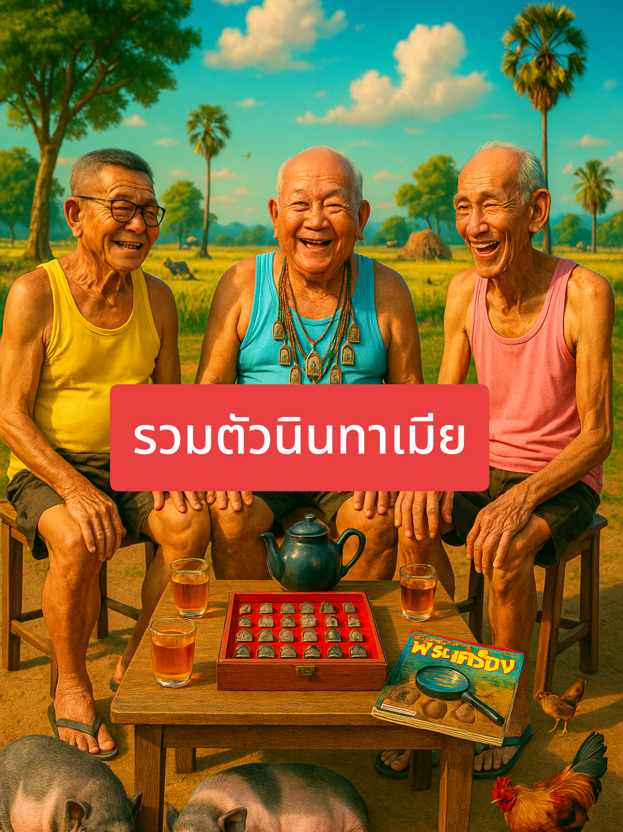 คนแก่นั่งคุยกัน อารมณ์ดี #มุขตลก #คนไทยเป็นคนตลก #คนแก่ก็น่ารัก #เอไอ #โบ๊ะบ๊ะ 