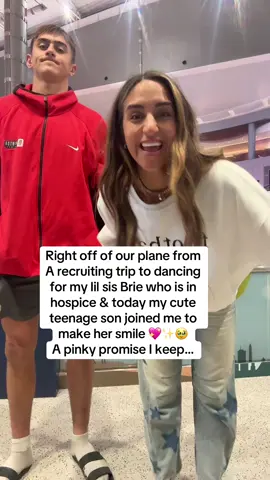 Comment “WE LOVE YOU BRIE” to send @Briestrongerthancancer all the love and prayers to walk again ✨💖 We flew right from @Clemson Football landed in Vegas at 6pm and Major didn’t even disregard me at all saying “let’s dance for Brie” before we get in the road 🥹✨🤟🏾 even in the public airport…love this kid…he gets it. ✨💖🤟🏾we’ve been served by others dancing and praying for us.  Him. You. Me. We. We got this Xo Tia 🐝 day 2,023 fighting leukemia • remission • living for today 