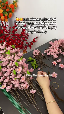 Hoa đào hồng kẽm nhung #khongkheotaymahaylam #kemnhung #tet2026 #hoadaokemnhung #daohongkemnhung 