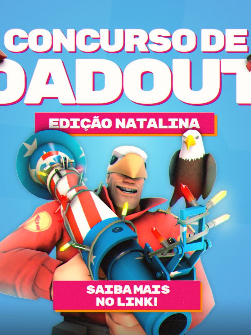 CONCURSO DE LOADOUT NATALINO DA CONECTA FORTRESS 🎄 Mostre sua criatividade no nosso Concurso de Loadout Natalino! A missão é simples: pegue uma screenshot sua do TF2 (sozinho ou com amigos) e a transforme em um cartão de Natal através da edição. A sua combinação de itens não precisa ser temática, o foco é a edição criativa com elementos natalinos! 📅 PERÍODO DE INSCRIÇÃO De 1 a 15 de Novembro. Envie sua imagem e informações dentro deste prazo. 🏆 PREMIAÇÃO :chave_mannco: :chave_mannco:  1º Lugar: 2 Mann Co. Keys :chave_mannco: 2º Lugar: 1 Mann Co. Key :refined_metal: 3º Lugar: 30 Refined Metals EU NÃO GANHEI... E MINHAS IMAGENS? Mesmo que você não ganhe, sua imagem será imortalizada em um mural especial e mostrada na live após o termino do concurso! ⚖️ COMO FUNCIONA? Edite sua screenshot com a temática natalina (use qualquer ferramenta que quiser!). Envie-a, com seu Discord e link da Steam, no formulário de inscrição até 15/11. Votação Pública no Discord de 15 a 21/11 para escolher os vencedores! Resultado será divulgado dia 22/11 em live na LEGÃO TV ❌ ATENÇÃO: Conteúdo ofensivo, +18 ou de ódio será desclassificado e pode resultar em ban e para gerar ainda mais impacto e curiosidade, recomendamos que você mantenha sua imagem em segredo até o dia da votação! PARTICIPE ENTRANDO NO DISCORD E VERIFICANDO NO CANAL DE ANÚNCIOS O LINK https://discord.gg/Tv9BtWMbwj#tf2 #evento #tf2br #tf2sniper #Twitch #enemymie