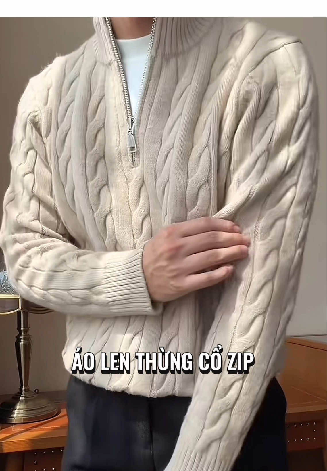 Áo Len Vặn Thừng Cổ Zip Nam #aolennam #aolenvanthung #aolenquangchau #quanaonam #thoitrangnam 