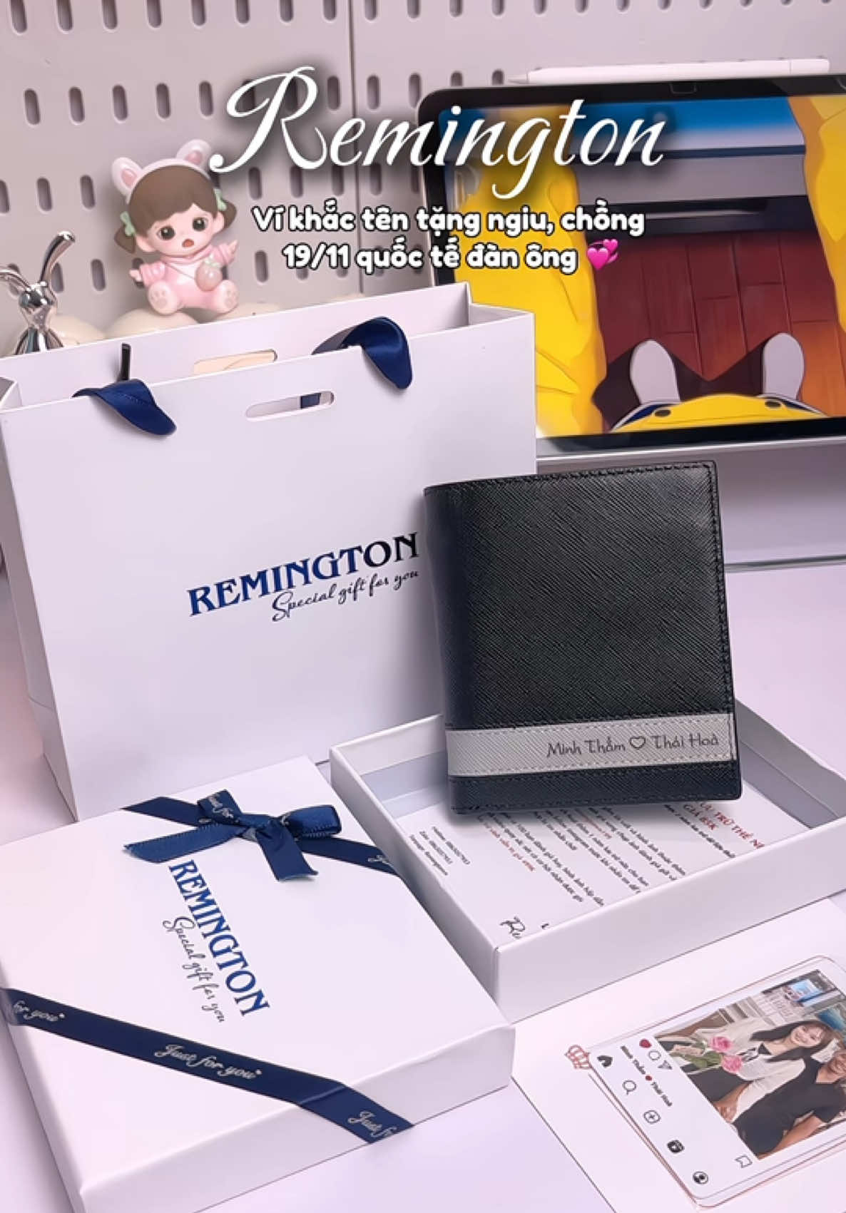 Ví khắc tên tặng ngiu, chồng dịp 19/11 quốc tế đàn ông 💞#vinam #vikhacten #vikhactentheoyeucau #remington #quatangbantrai 