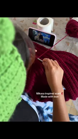 Made with love , made with hand 💞 #fypシ゚ #crochet #mikasa #scarf #AttackOnTitan 