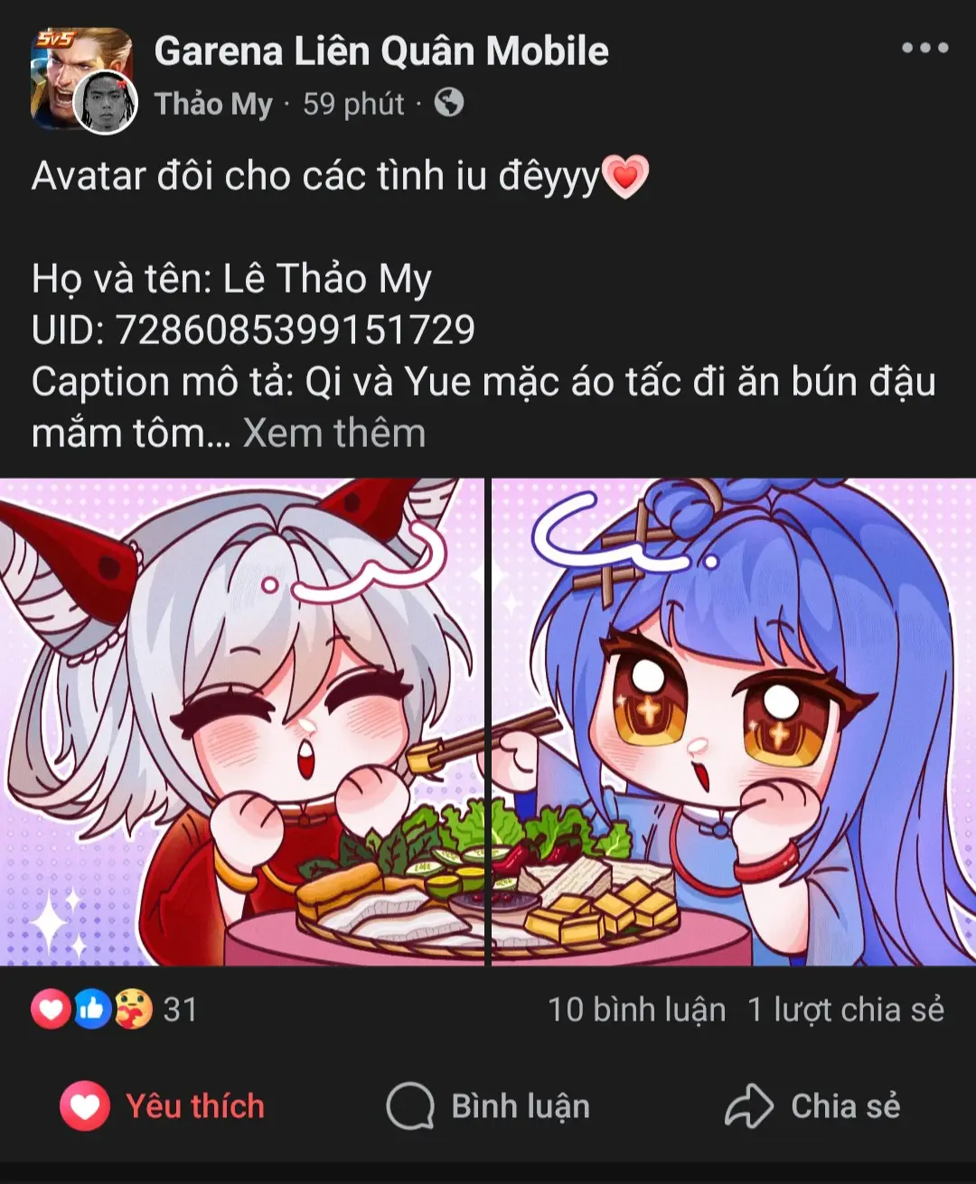 vote cho tuôi nhe cạ nhà iu 💗 #qi #yue #qiyue #yueqi #aov 