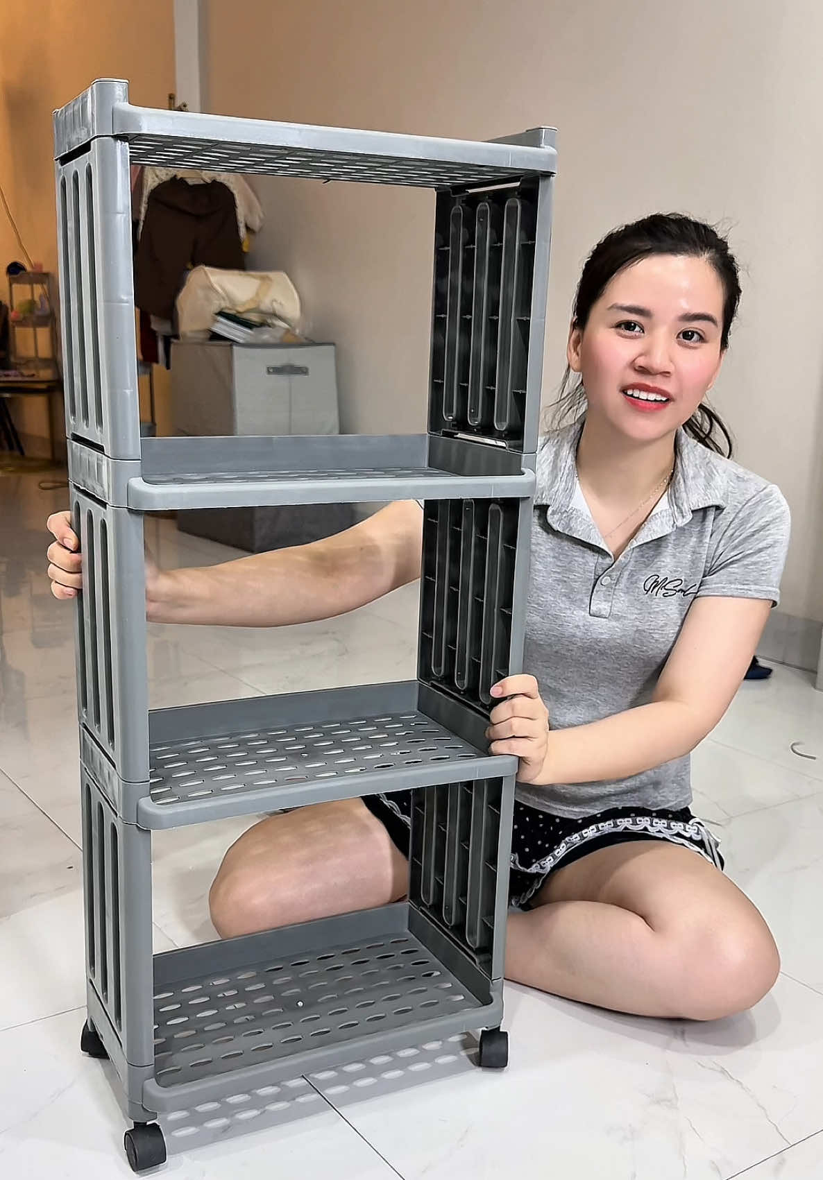 Kệ nhựa 3, 4 tầng có bánh xe để đồ thoải mái luôn #xuhuong #kededo #kededodanang #kededo3tang #ke4tang 