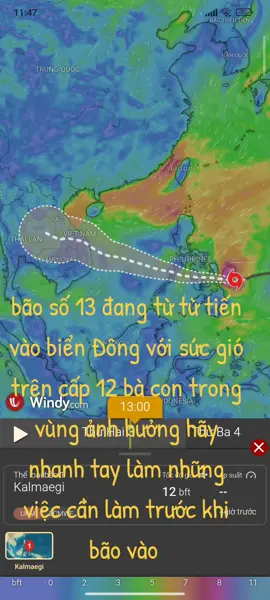 câp nhật bão kamaegi trưa 13/11/2025
