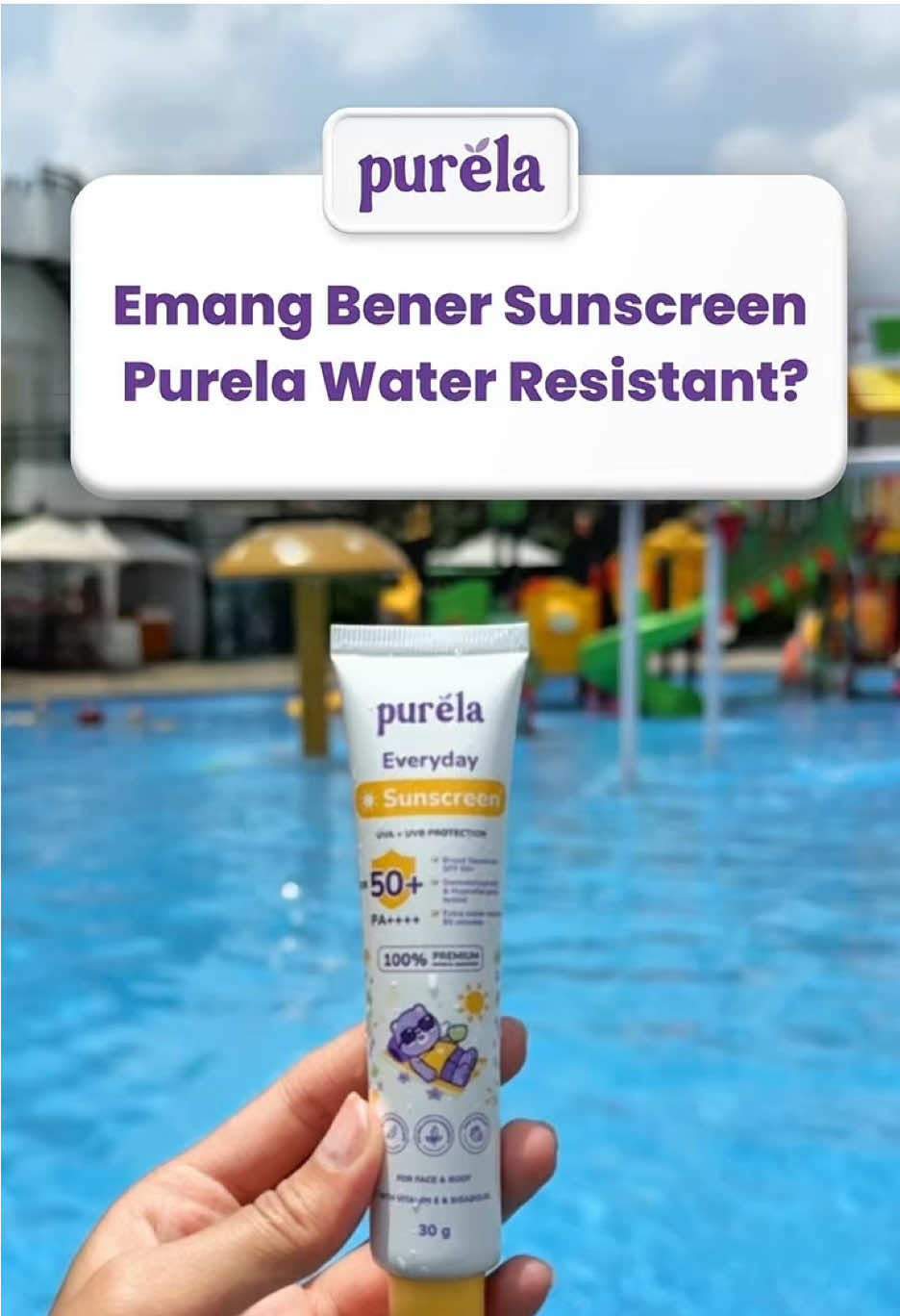 Physical Sunscreen Purela itu water resistant hingga 80 menit, bund! 💦 Jadi aman banget dipakai buat si kecil yang suka main air atau berenang 🏊‍♀️ Teksturnya ringan, gak lengket, dan tetap jaga kulit sikecil dari sinar matahari 🌞💜 Yuk bund, cobain sekarang! klik keranjang kuning sebelum kehabisan 🛒 #skincareanak #skincareanakaktif #purela #sunscreenanak #physicalsunscreen 