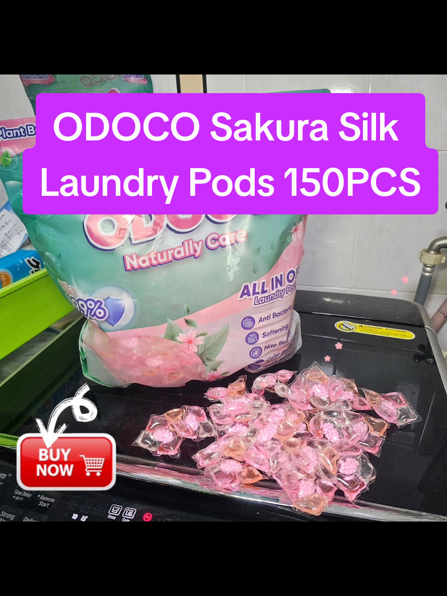 Transform your laundry routine with Odoco Sakura Silk Laundry Pods! Experience powerful cleaning, a delicate floral scent, and safe, plant based ingredients for your family. Suitable for outdoor & indoor drying, all in one! Get yours today! #plantbasedlaundrypods #odocolaundrypods #laundrypods #createtowin #weeklywedrush