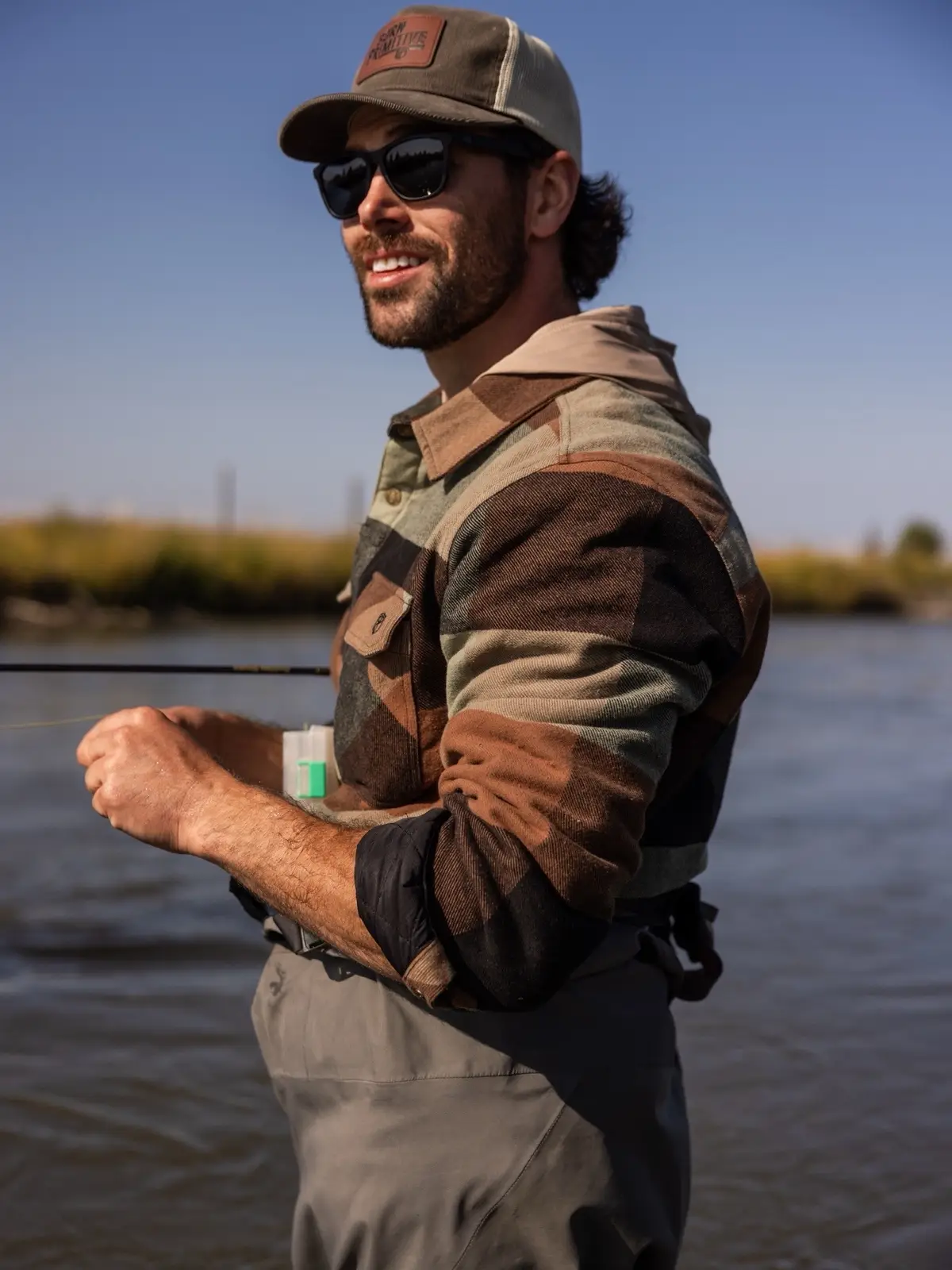 Changing flies in the river! Flannel is part of the campfire collection from Born Primitive! Discount code: TURCO10 #flyfishing #flannel #fall 