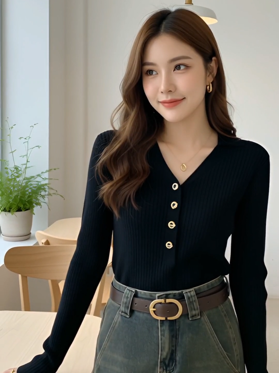 เสื้อไหมพรมที่ต้องมีติดตู้! ✨ ผ้านุ่ม ทรงสวยเป๊ะ ลุคคุณหนูสไตล์เกาหลี แมทช์ง่ายได้ทุกลุค #เสื้อไหมพรม #เสื้อผ้าแฟชั่น #สไตล์เกาหลี #เสื้อคอวี #OOTD