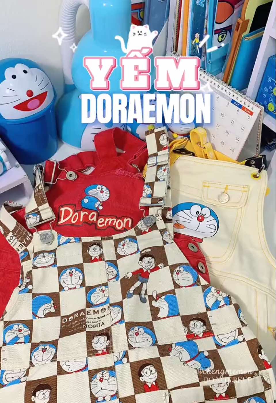 Hè này lại có đồ để mặc đi du lịch 😂 #doraemon #chengmemon #yếm #overall #unboxing 