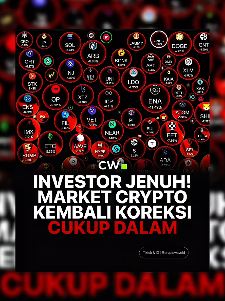 Market crypto memerah! 🔴 Investor mulai jenuh, koreksi altcoin makin dalam hingga -10%! 😬 #cryptowave #gabrielrey #cryptonews #crypto #altcoin 