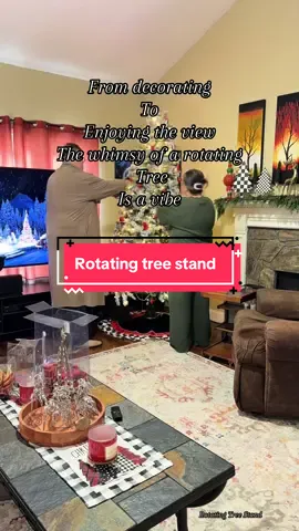 This rotating tree stand is holding up my 7.5 ft tree, such a vibe #rotatingtreestand #holidaydecor #christmastree #tiktokshopcreatorpicks #TikTokShopBlackFriday 