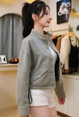 Áo khoác bò jean cổ tàu#quanao #aokhoacbo #aophaonu 